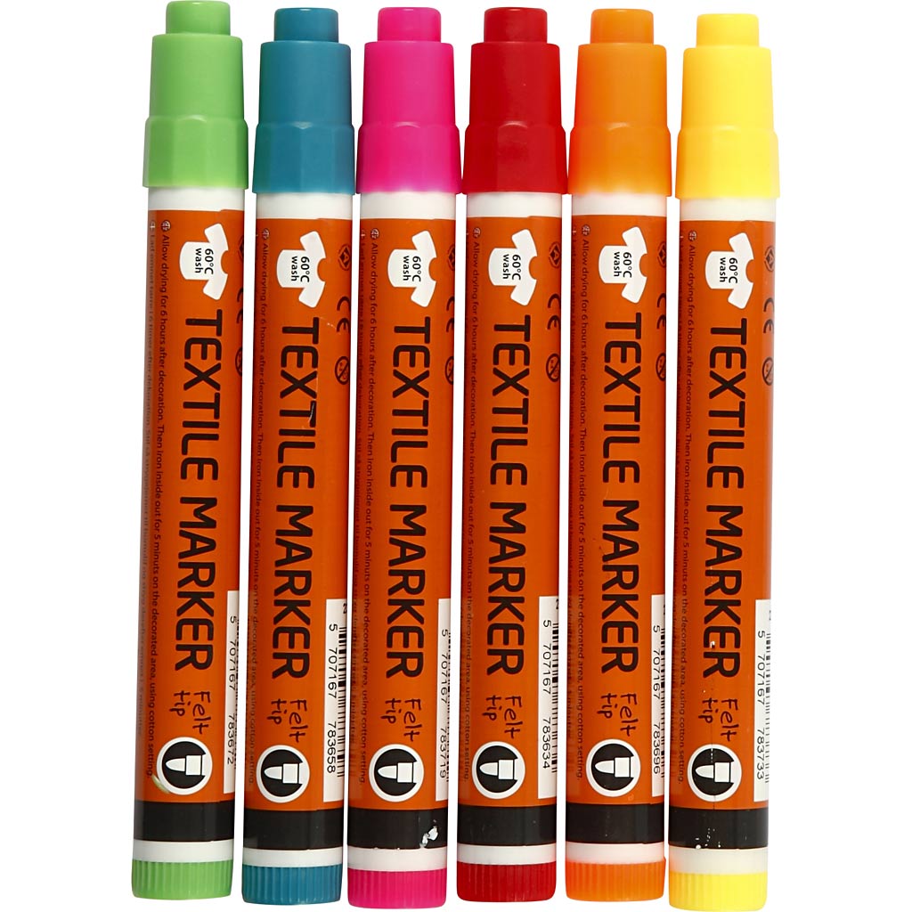 Creativ company https: www.cchobby.nl textielstiften-lijndikte-2-4-mm-neon-kleuren-6-stuk-1-doos