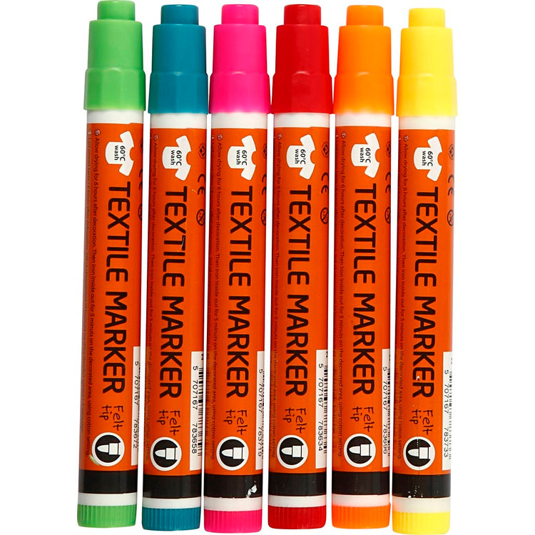 Creativ company https: www.cchobby.nl textielstiften-lijndikte-2-4-mm-neon-kleuren-6-stuk-1-doos