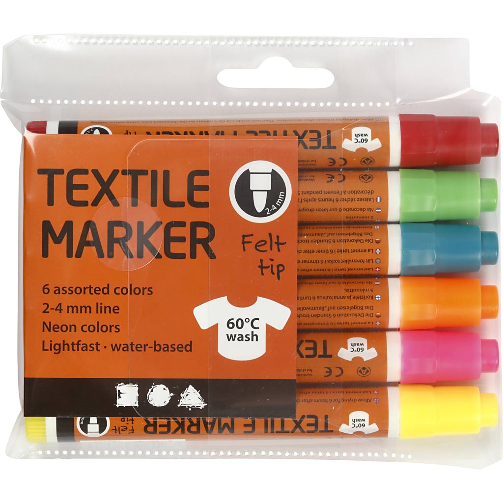 Creativ company https: www.cchobby.nl textielstiften-lijndikte-2-4-mm-neon-kleuren-6-stuk-1-doos