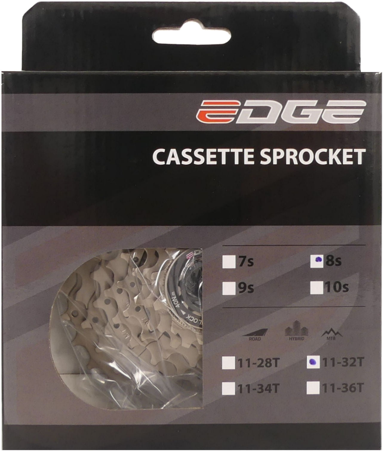 Edge cassette 8 speed cs-m5008 11-32t - zilver