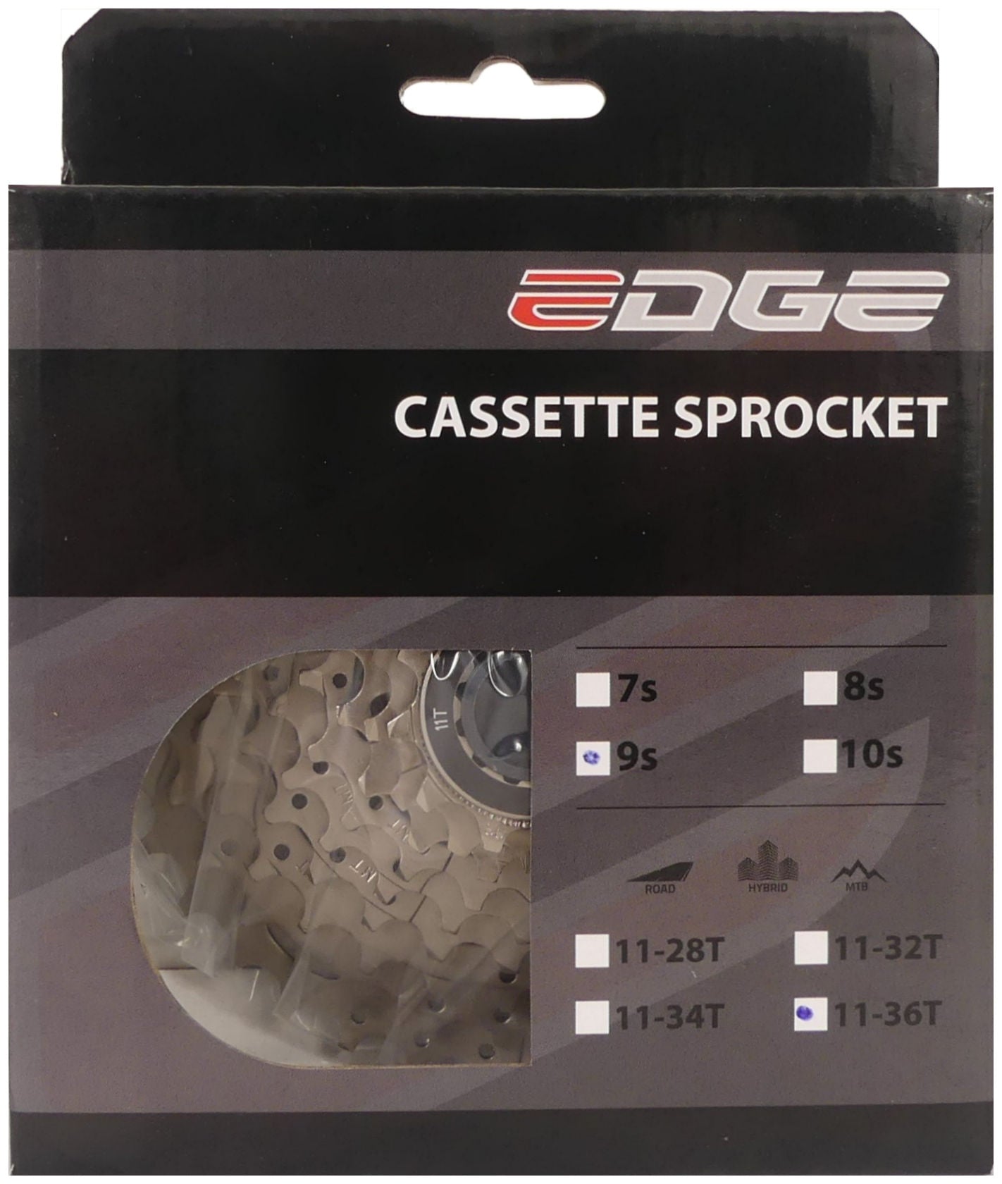 Edge cassette 9 speed cs-m5009 11-36t - zilver