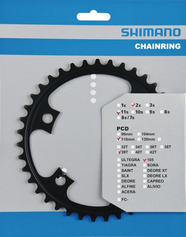 Shimano kettingblad 105 11V 39T Y1PH39000 FC-5800 zwart