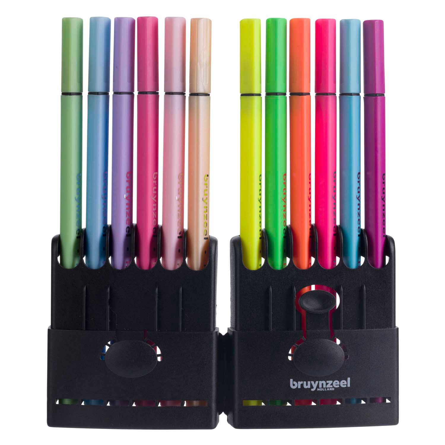 Bruynzeel fineliner set neon pastel, 12 kleuren