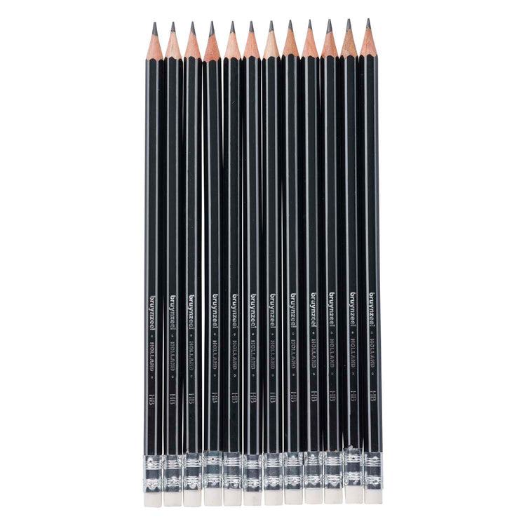 Bruynzeel teens hb grafietpotlood met gumtip set 12