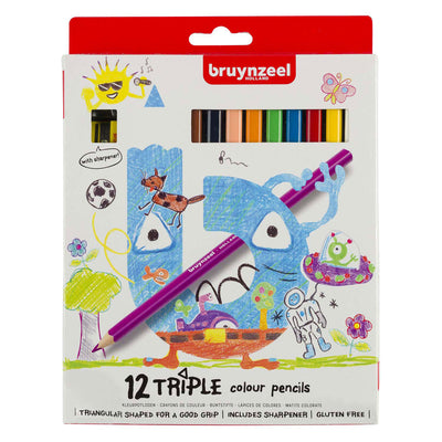 Bruynzeel kids triple kleurpotloden set 12
