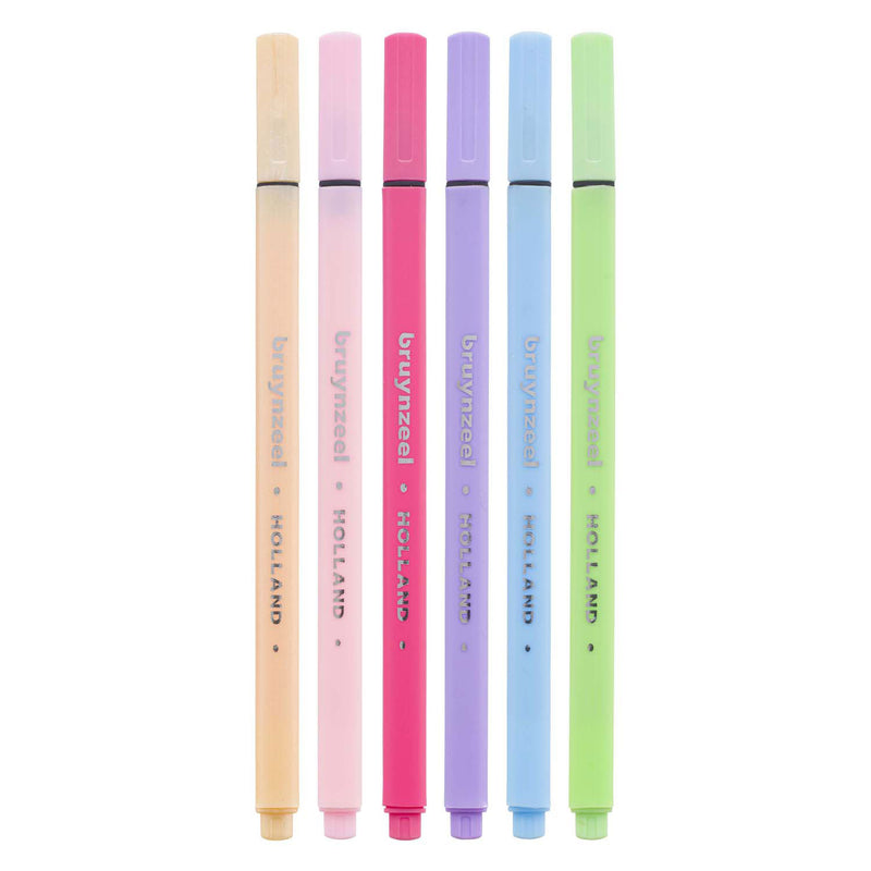 Bruynzeel fineliner set pastel 6 kleuren