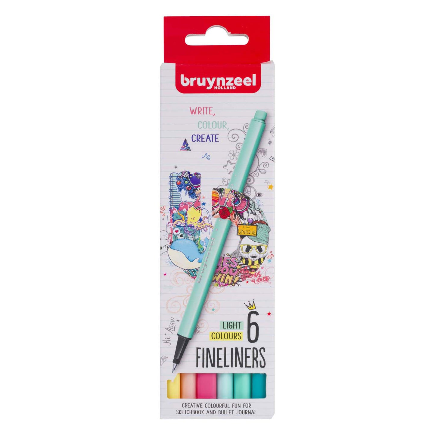 Bruynzeel fineliner set licht 6 kleuren