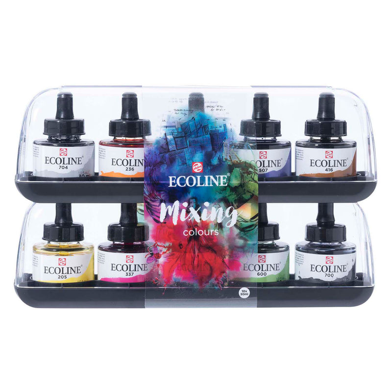 Bruynzeel ecoline vloeibare waterverf mengset, 10x30ml
