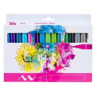 Ecoline brush pen set primair, 30 kleuren
