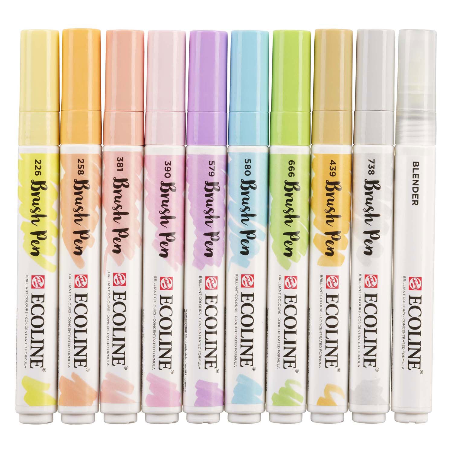 Bruynzeel ecoline brush pen set pastel, 10 kleuren