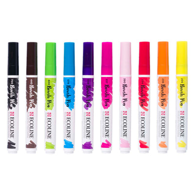 Bruynzeel ecoline brush pen set helder, 10 kleuren
