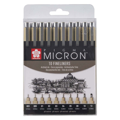 Sakura pigma micron etui 10 fineliners zwart