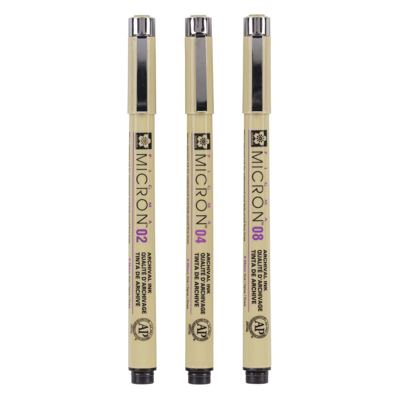 Sakura pigma micron etui 3 fineliners zwart 02-04-08