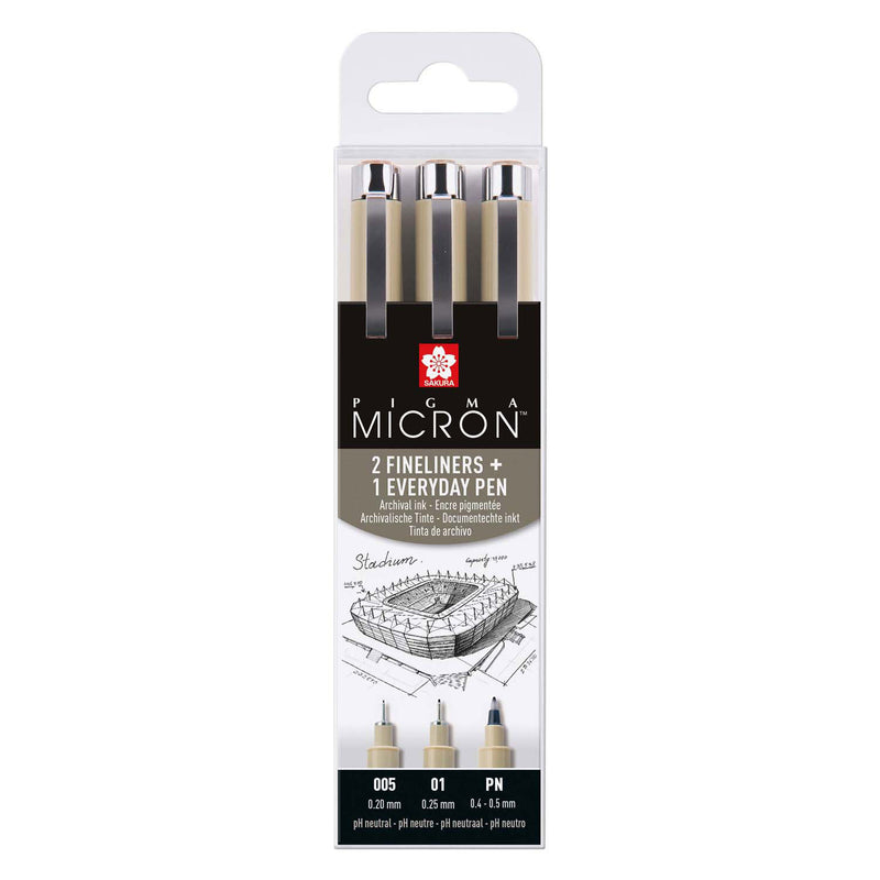 Sakura pigma micron etui 3 fineliners zwart 005-01-pn arch.