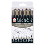 Sakura pigma micron fineliner set 8 pen. (licht) koelgrijs - afbeelding 2