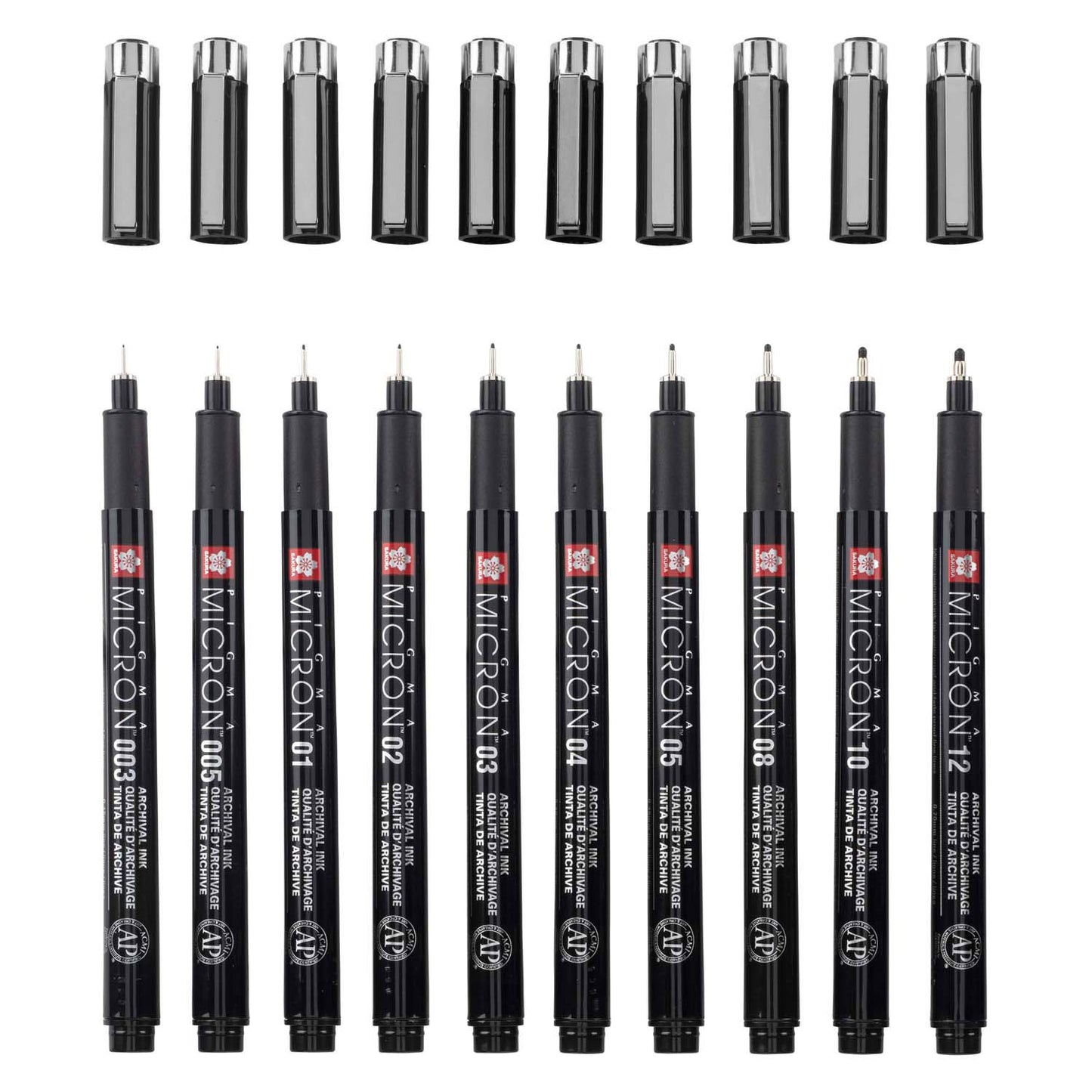 Sakura • pigma micron black edition set + gratis etui | 10 pennen, zwart