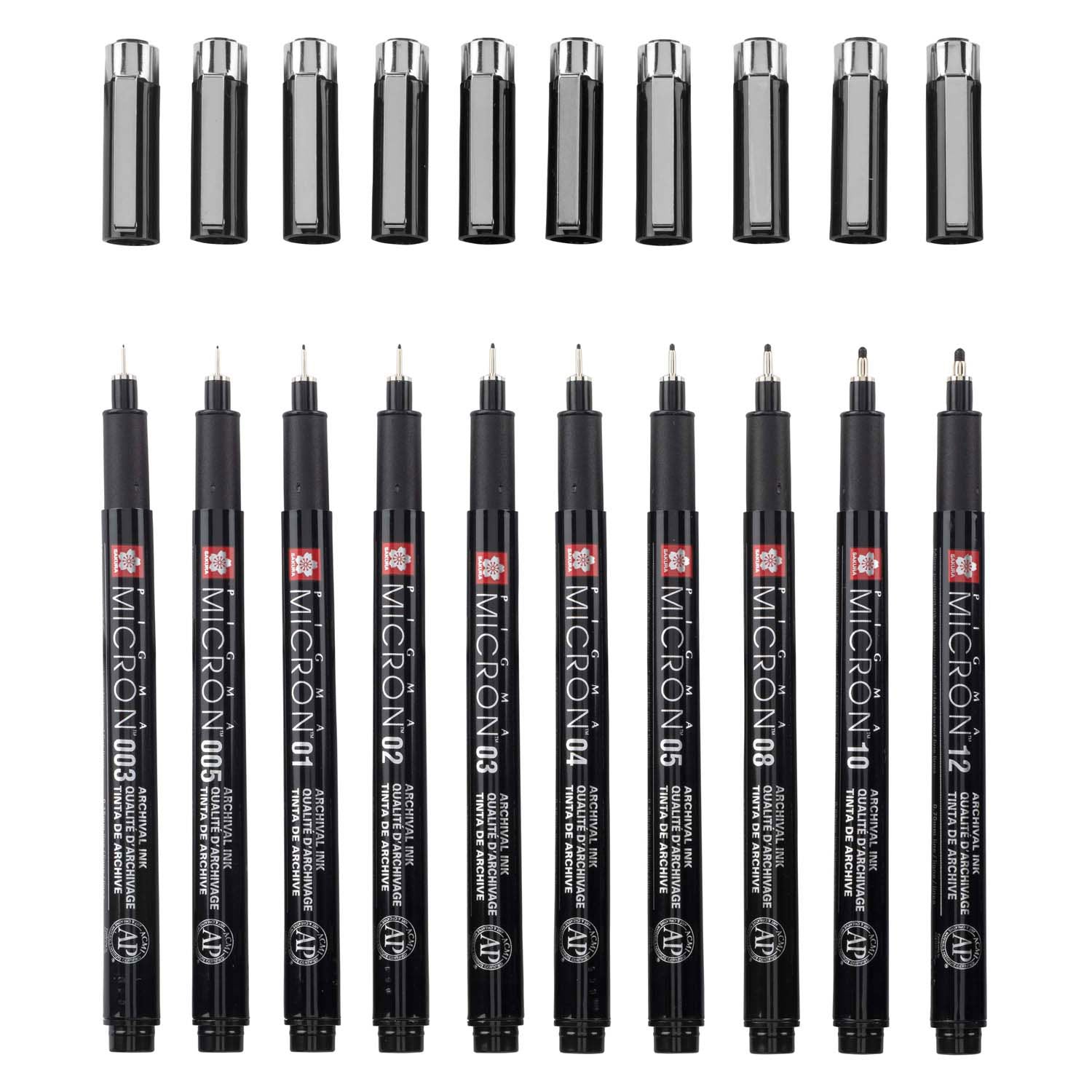Sakura • pigma micron black edition set + gratis etui | 10 pennen, zwart
