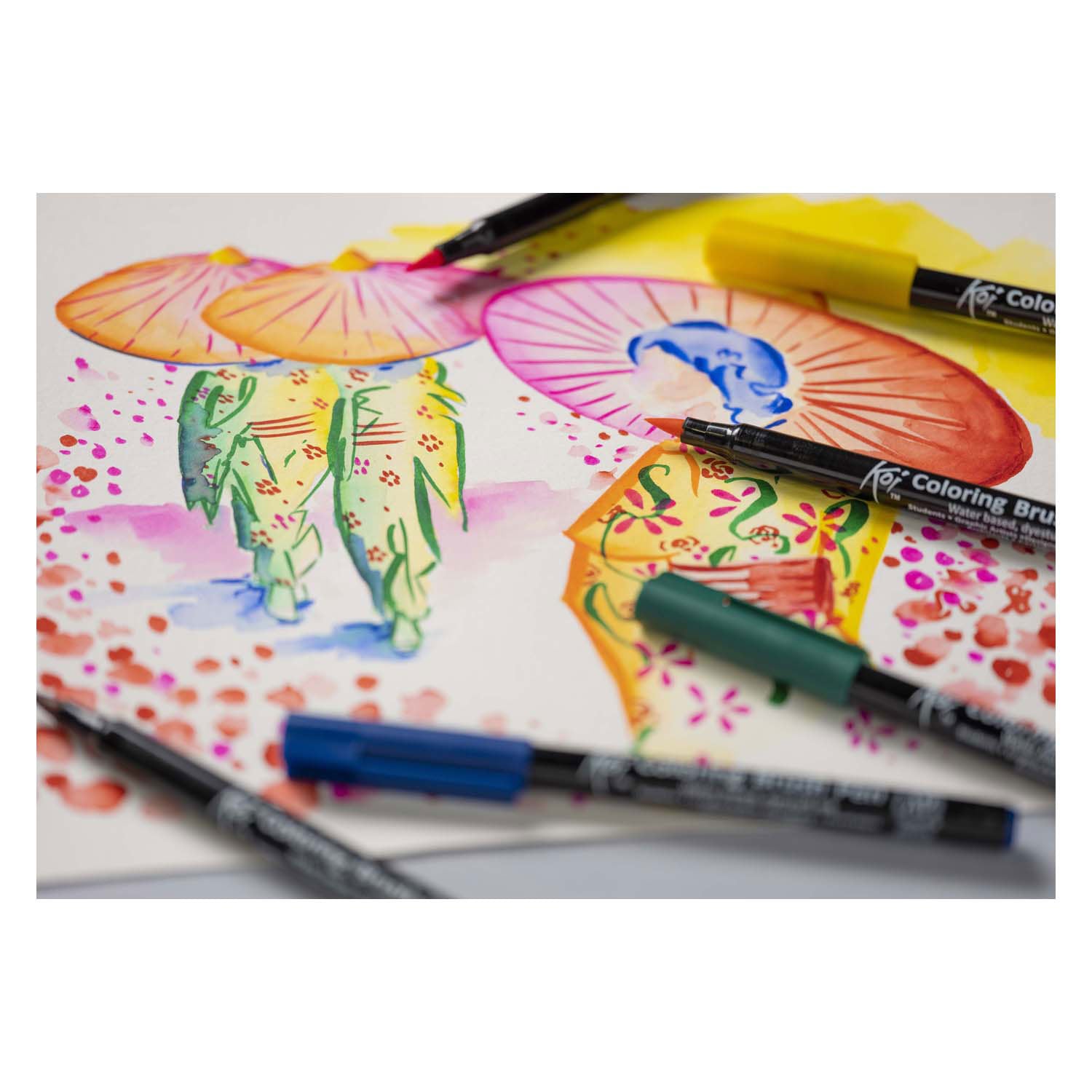 Sakura koi coloring brush pen set bright, 6 kleuren