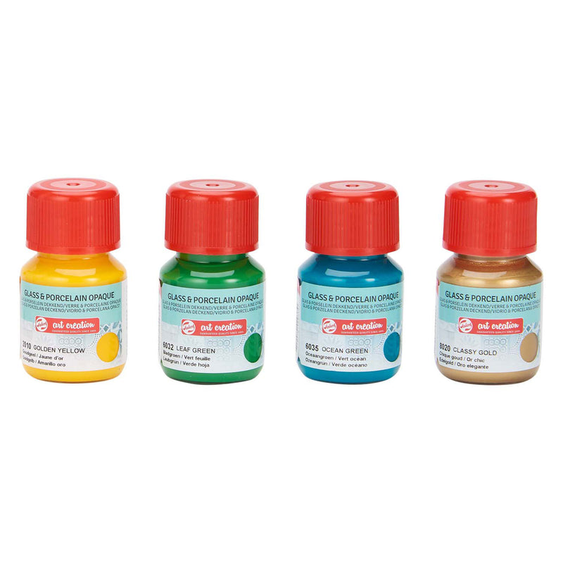 Talens art creat.glas porselein dekkend 4x30ml groen goud