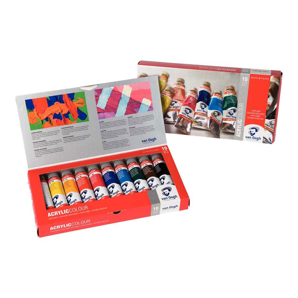 Van gogh acrylverf basisset met 10 kleuren in tubes van 40 ml