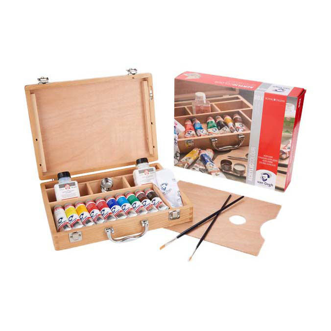 Bruynzeel van gogh acrylverf in kist basic met 10 kleuren 40ml