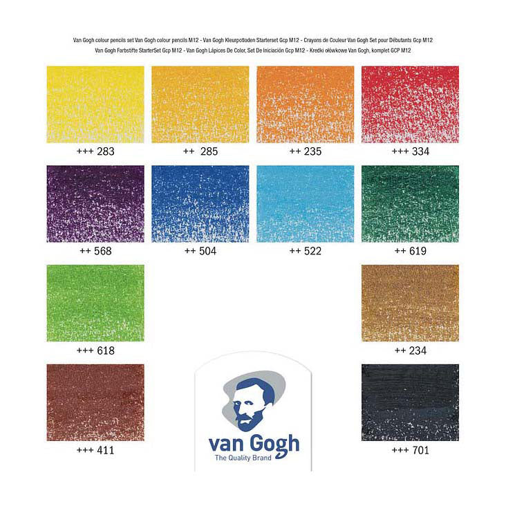 Bruynzeel van gogh kleurpotloden starterset met 12 kleuren
