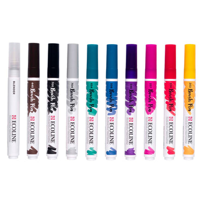 Bruynzeel ecoline brush pen set galaxy, 10 kleuren