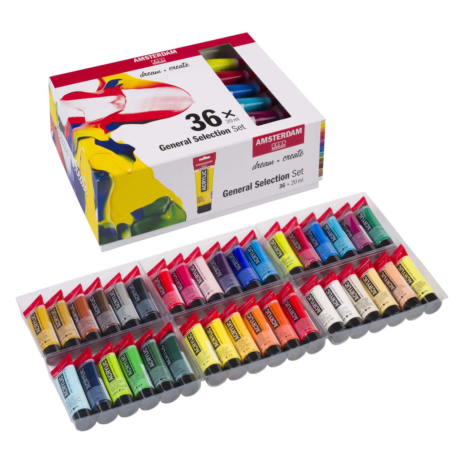 Bruynzeel amsterdam standard series acrylverf algemene selectie set 20ml, 36dlg.