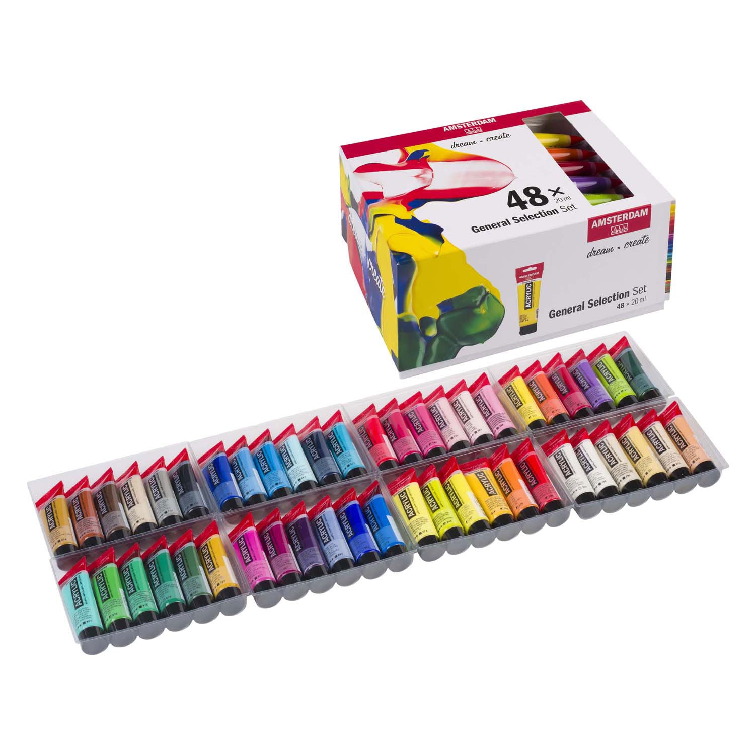 Bruynzeel amsterdam standard series acrylverf algemene selectie set 20ml, 48dlg.