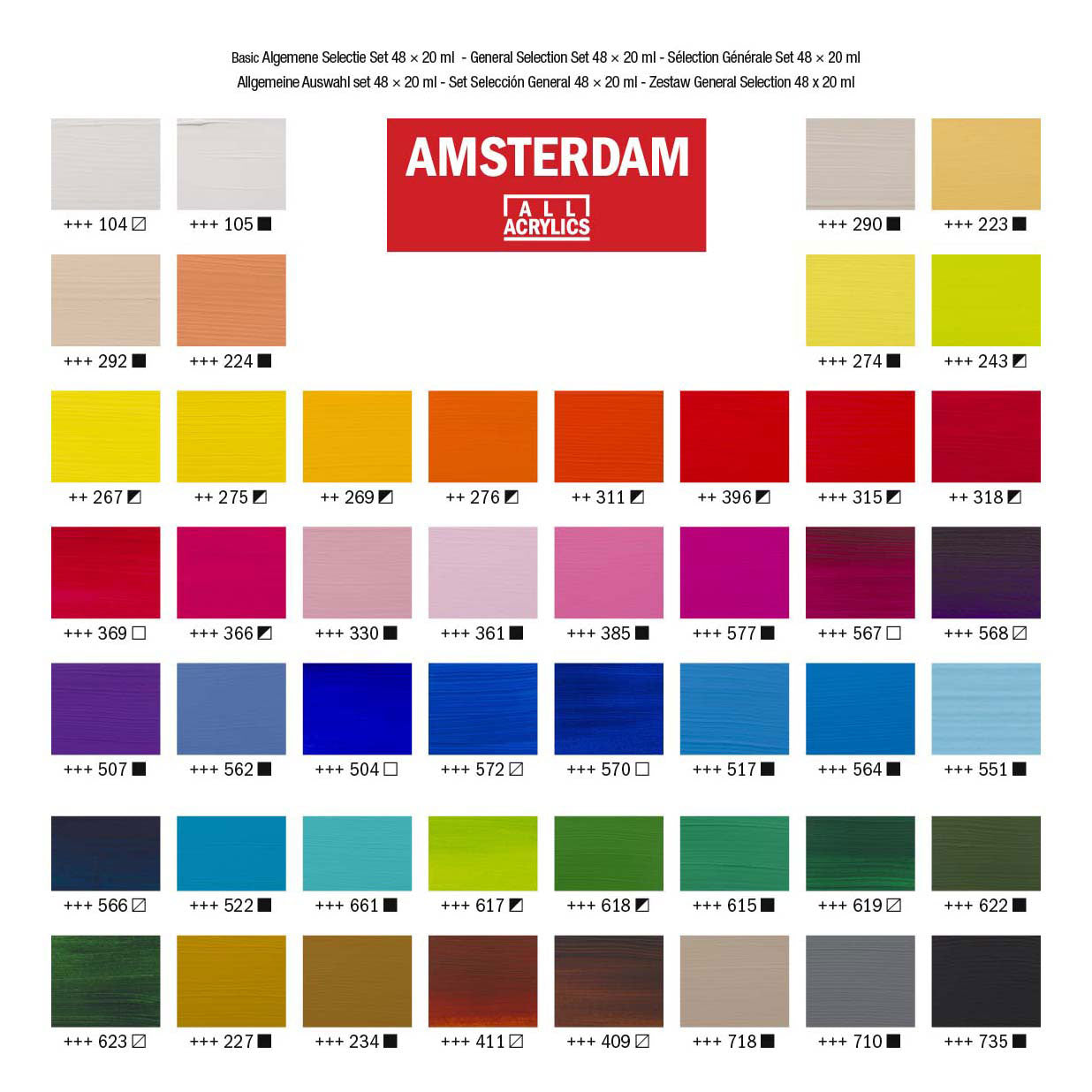 Amsterdam standard series acrylverf algemene selectie set | 48 × 20 ml