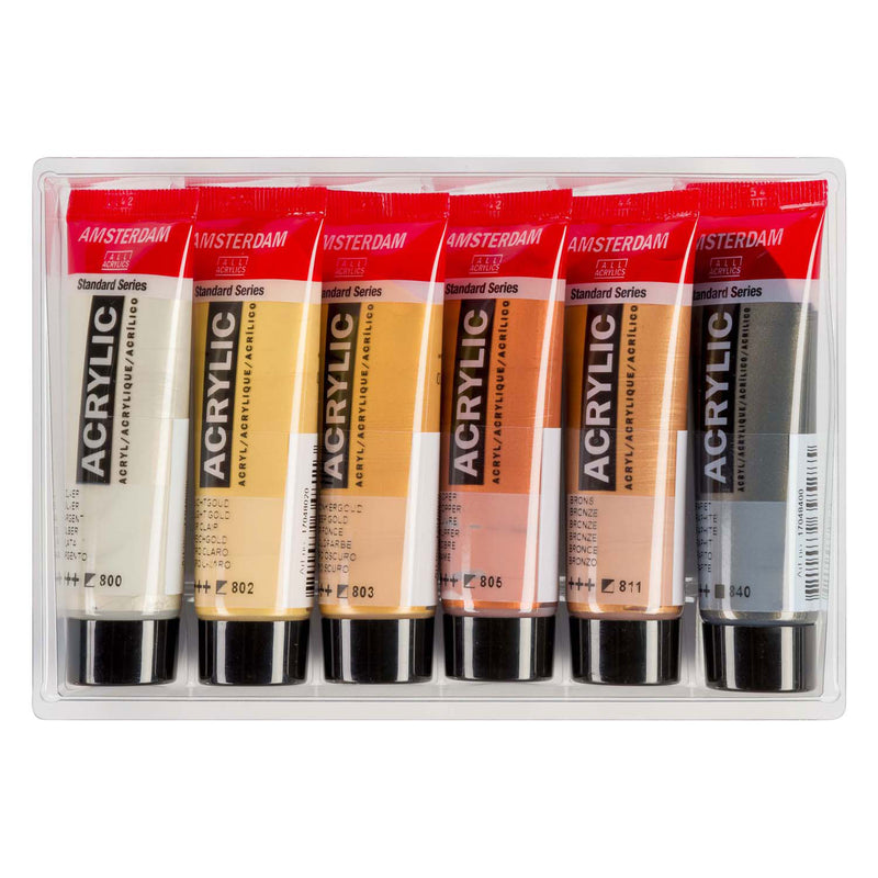 Bruynzeel amsterdam standard series acrylverf metallic set 20ml, 6dlg.