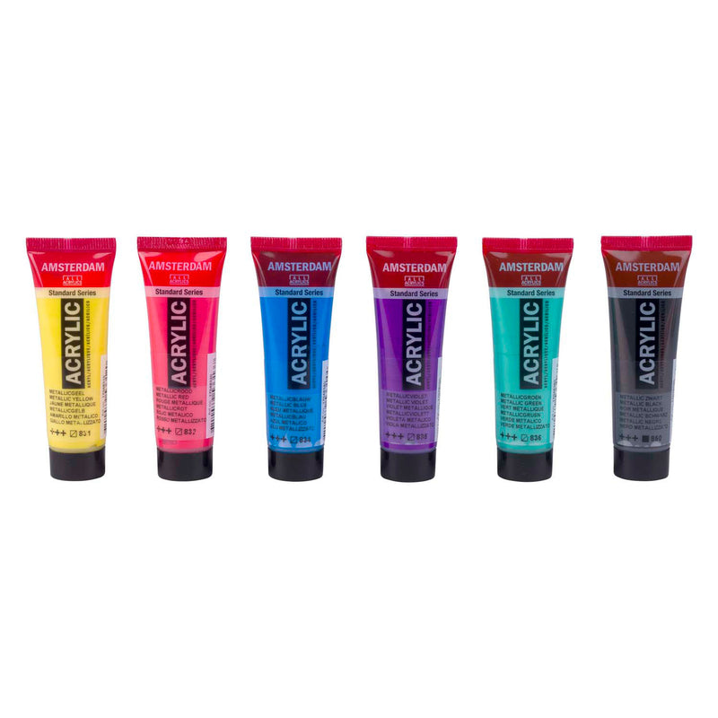 Bruynzeel amsterdam standard series acrylverf kleurrijke metallic set 20ml, 6dlg.