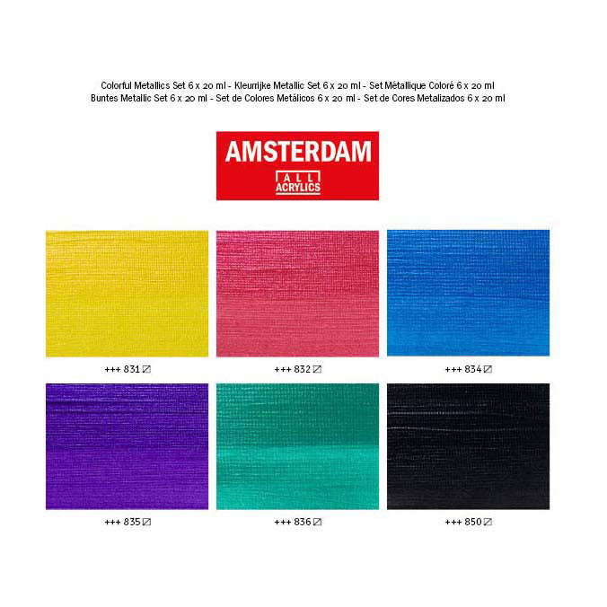 Royal talens amsterdam standard series acrylverf kleurrijke metallic set | 6 x 20 ml
