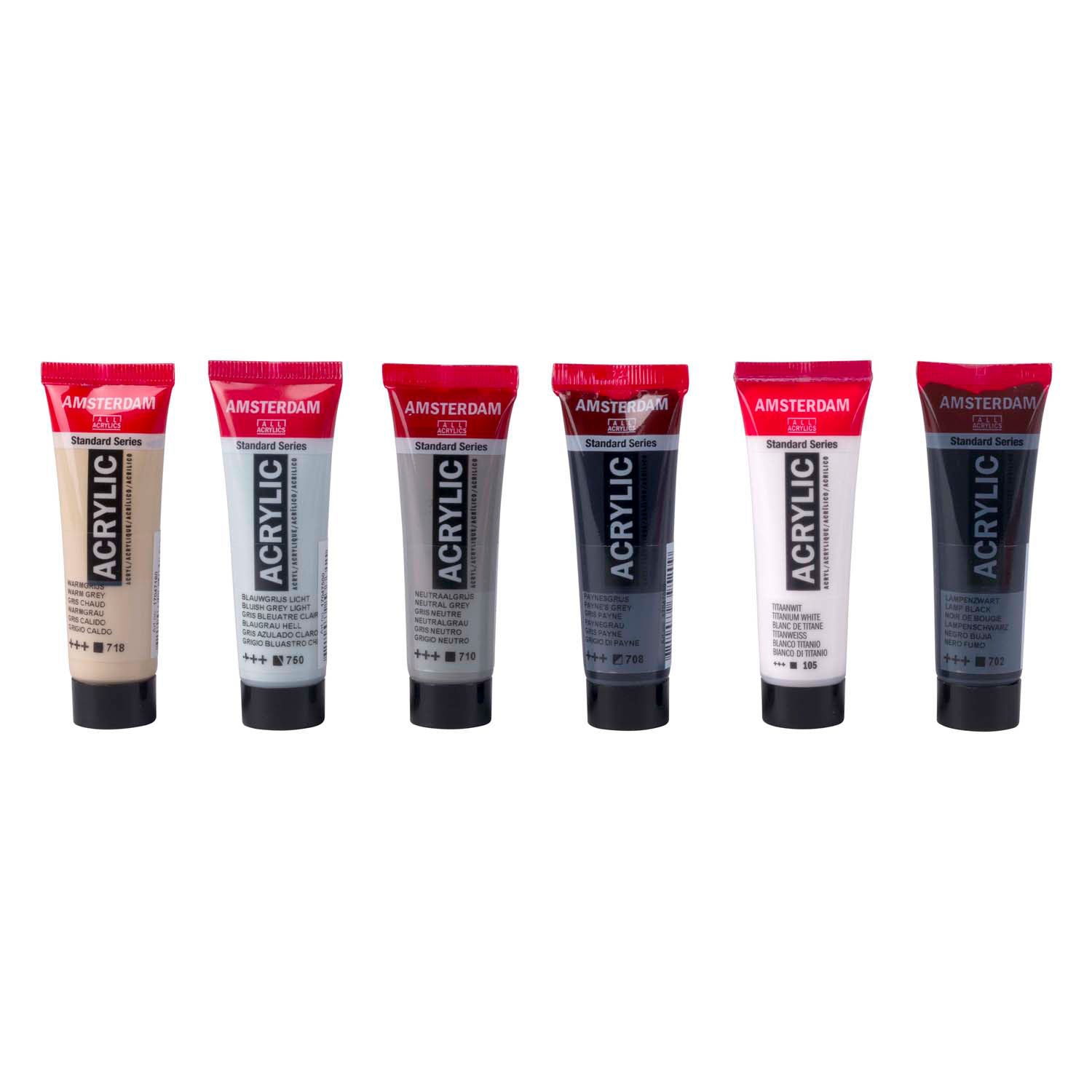 Amsterdam standard series acrylverf grijstinten set | 6 x 20 ml