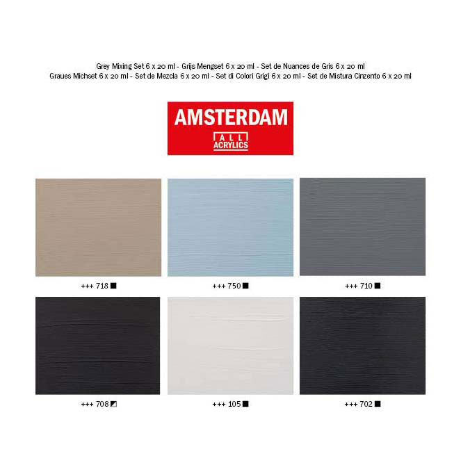Amsterdam standard series acrylverf grijstinten set | 6 x 20 ml