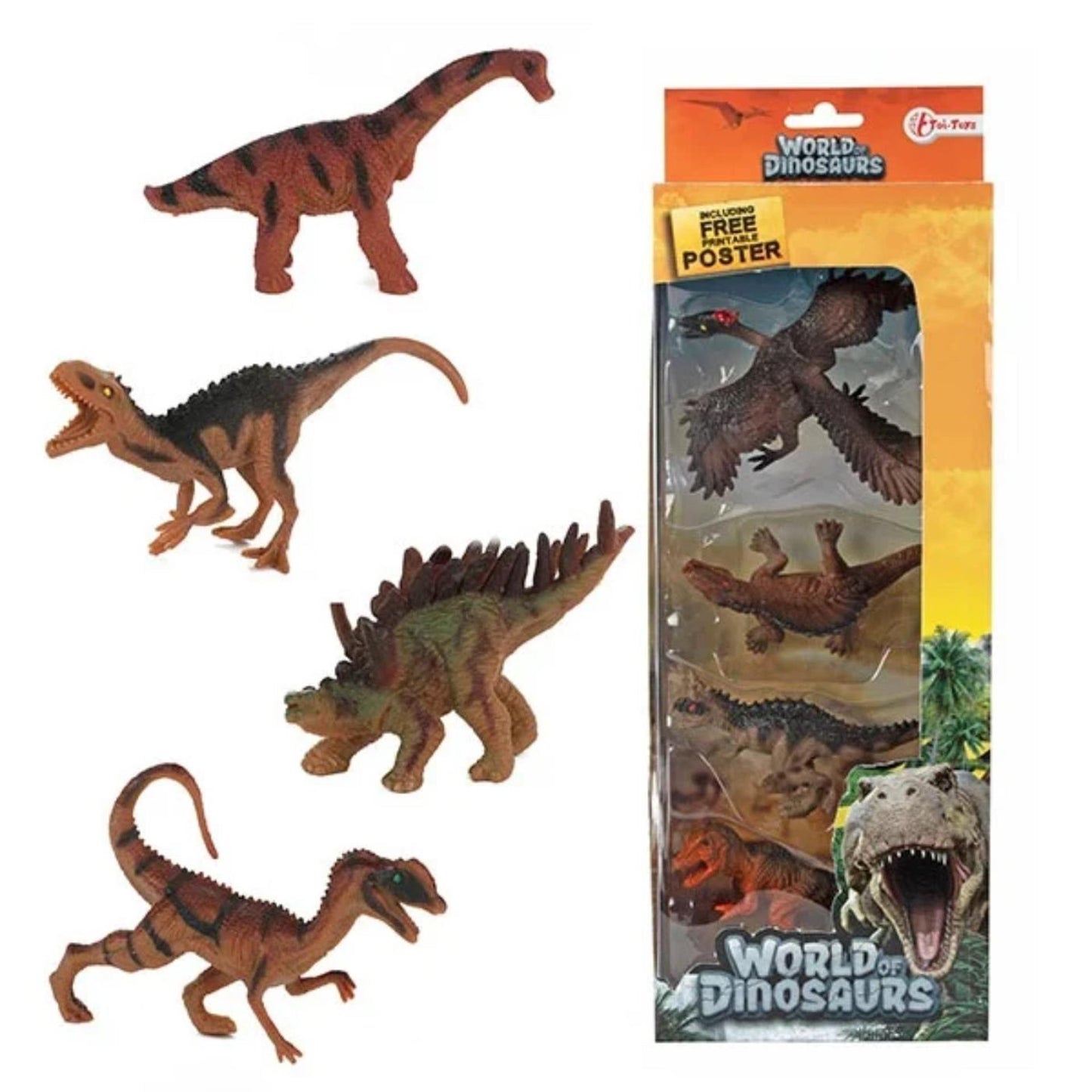 Toi-toys world of dinosaurs dinosaurussen, 4st.