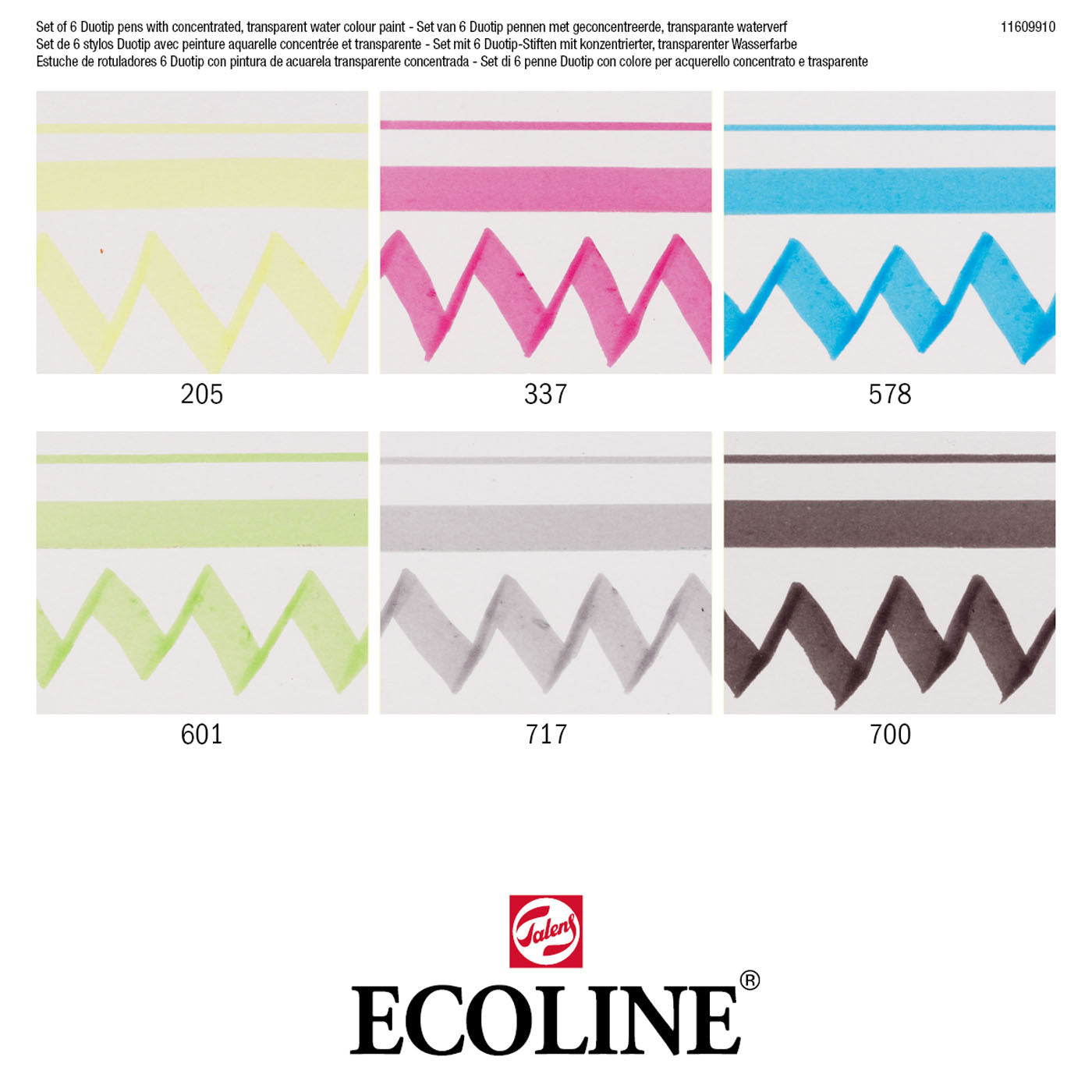 Talens ecoline duotip markers basisset, 6dlg.