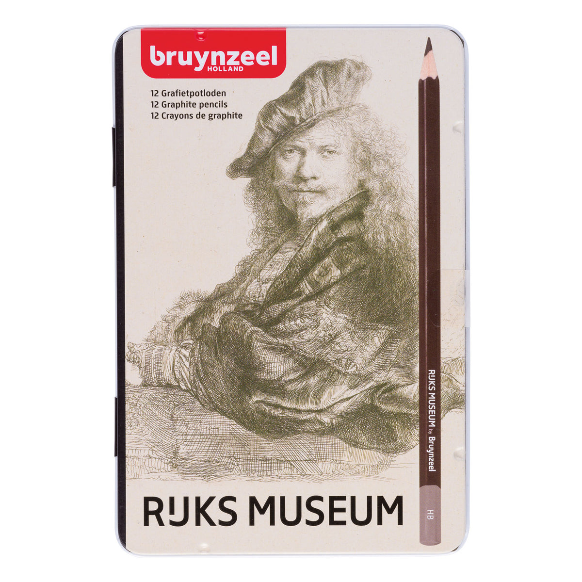 Bruynzeel hollandse meesters blik 12 grafietpotloden - zelfportret rembrandt
