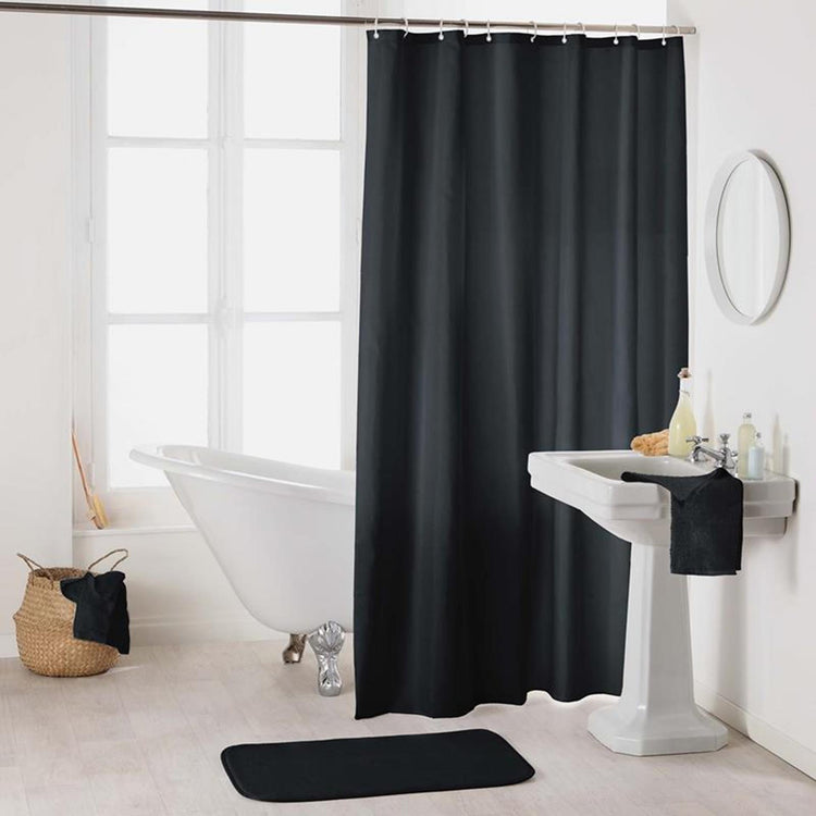 Wicotex douchegordijn uni pvc 180x200cm zwart exclusief ophangringen