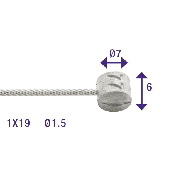 Rem binnenkabel Elvedes 2250mm RVS Slick ø1,5mm T-nippel (op kaart)
