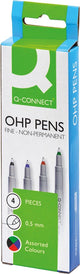 Q-connect ohp marker, non permanent, fijn, set van 4 stuks in geassorteerde kleuren