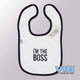 Van der doelen baby slabbetje velours i'm the boss wit