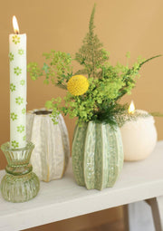 Ideas 4 seasons carambola vaas ø8,5 x h.11 cm 2 ass creme groen keramiek - afbeelding 2