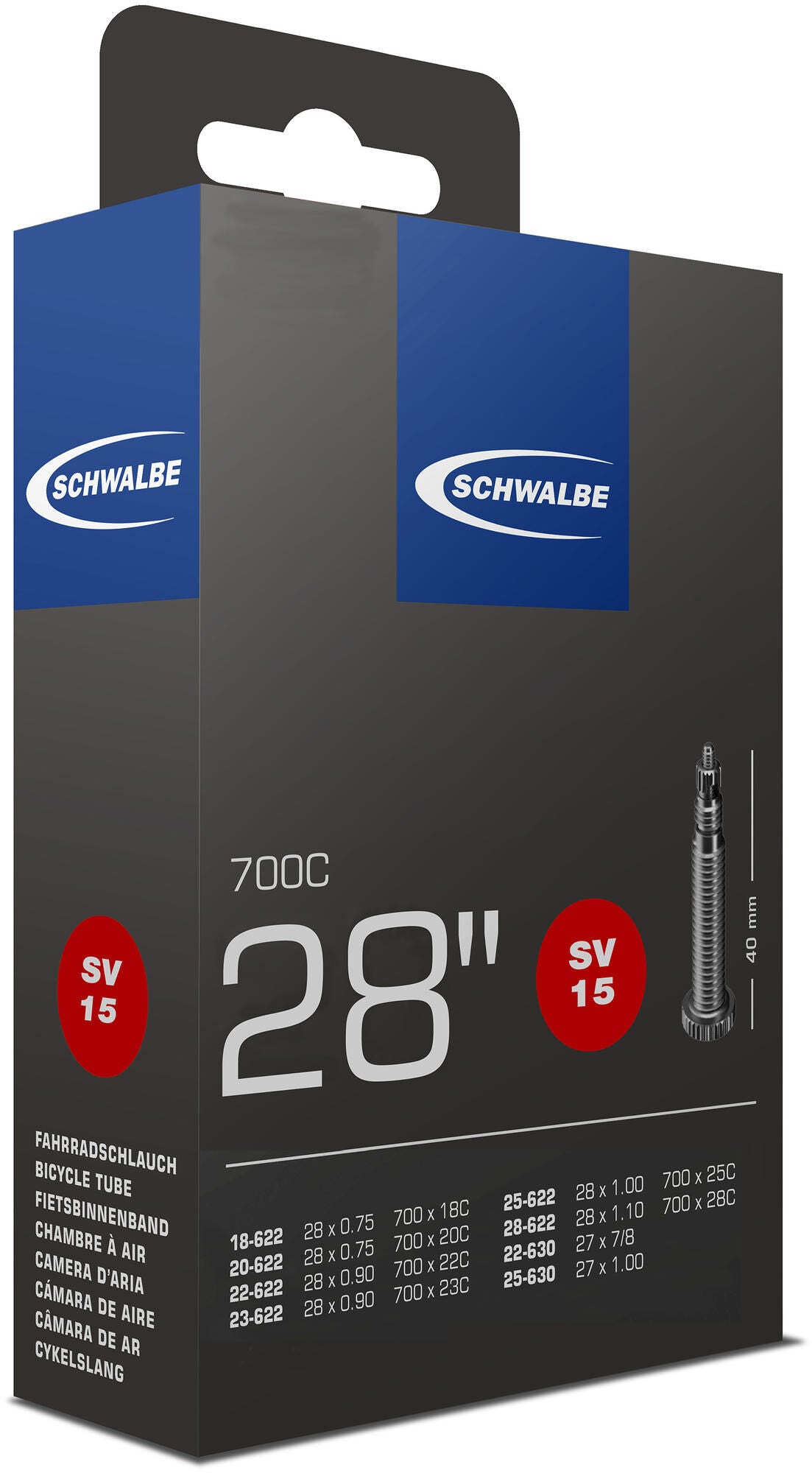 Schwalbe binnenband tube #15 18 28-622 630 sv40 autom