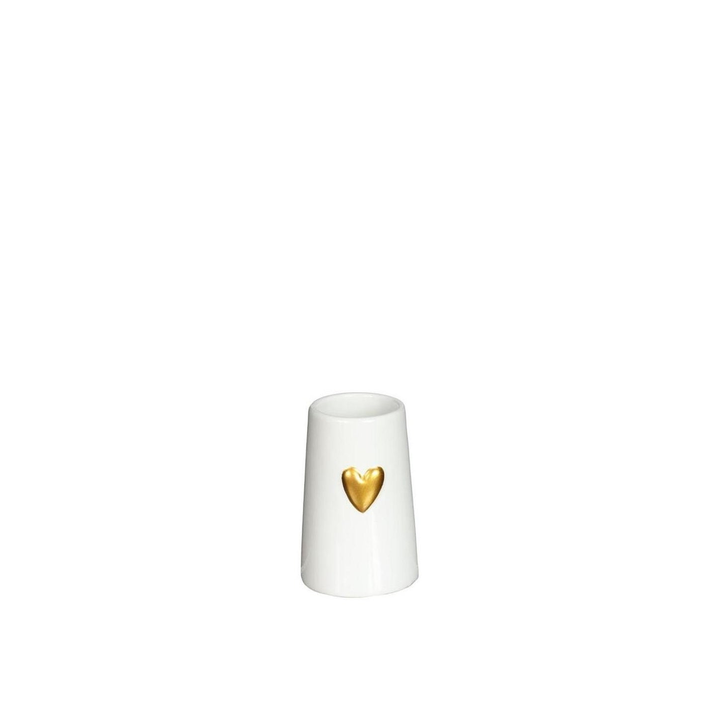 Ideas 4 seasons vaas wit met goudenhart ø6 h.9 cm keramiek