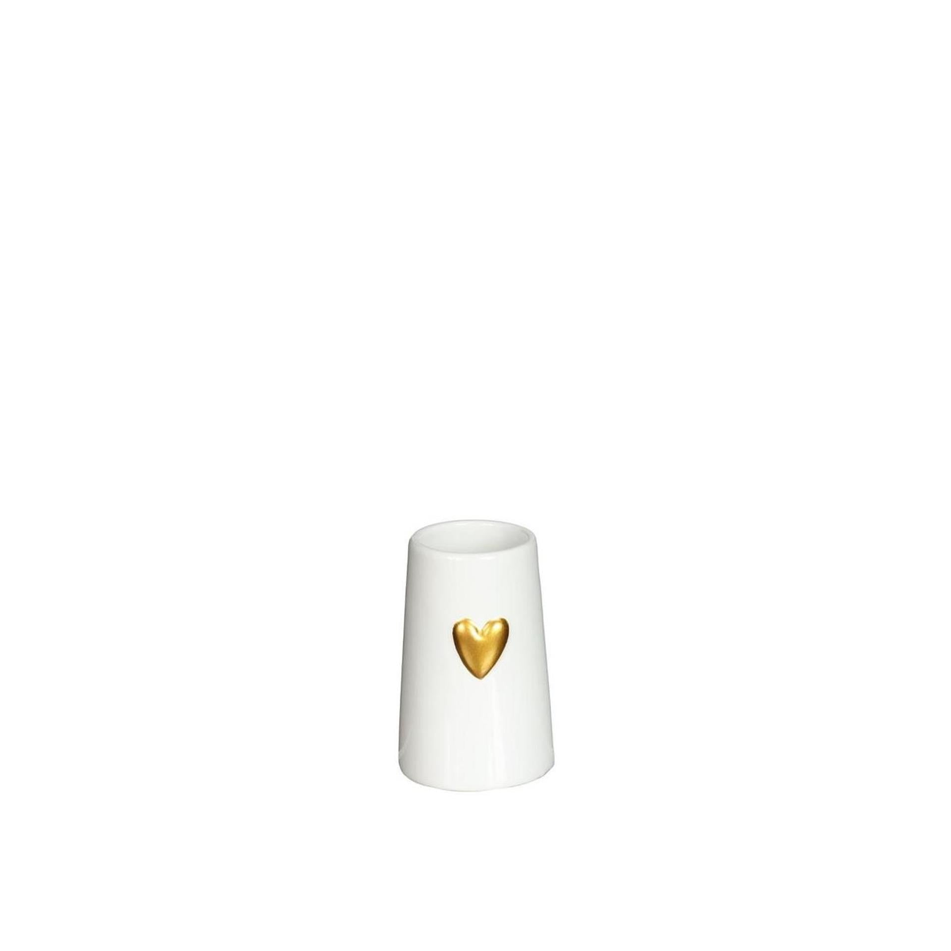 Ideas 4 seasons vaas wit met goudenhart ø6 h.9 cm keramiek