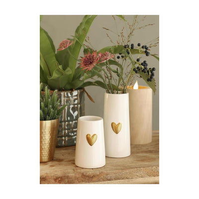 Ideas 4 seasons vaas wit met goudenhart ã˜6 h.17 cm keramiek