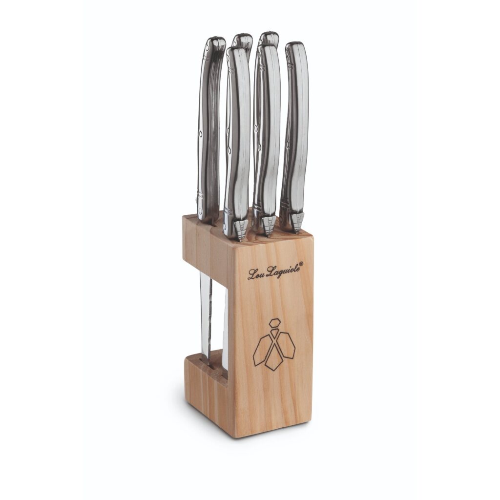 Lou Laguiole Lou Laguiole Steakmessen 6 Stuks + Houten Blok