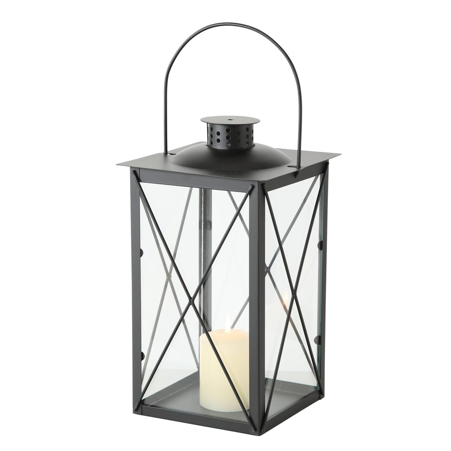 Boltze home lantaarn zwart metaal 17x30cm