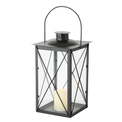 Boltze home lantaarn zwart metaal 17x30cm